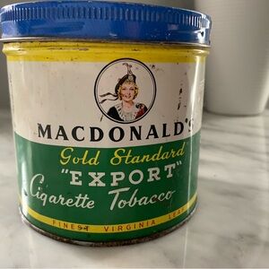 McDonald's Gold Standard Export Tobacco Tin - Blue, Yellow, Green